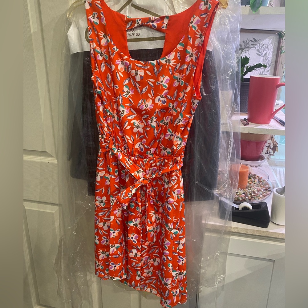 Gap Floral Red Sleeveless Dress, Lined, Size L